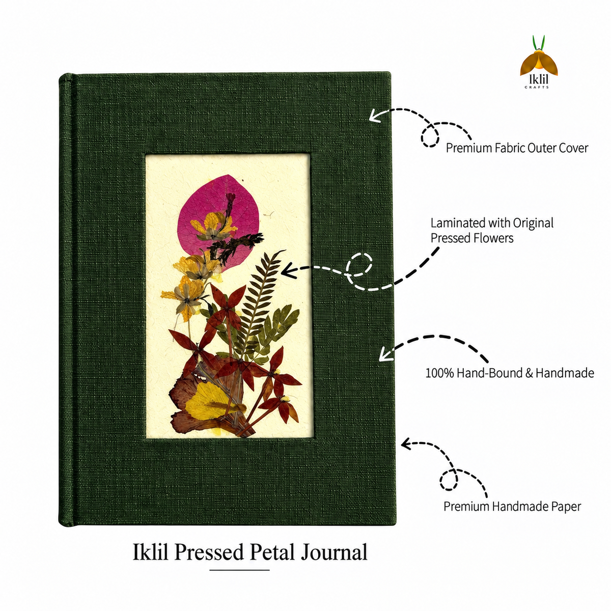 Iklil Pressed Petal Journal – Sage Green