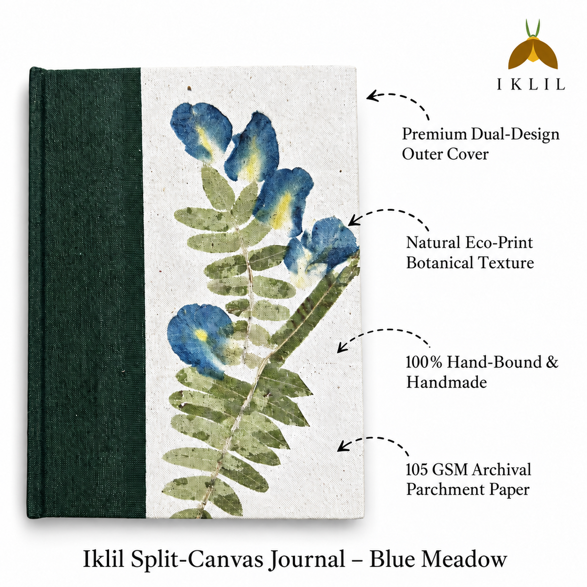 Iklil Split-Canvas Journal – Blue Meadow