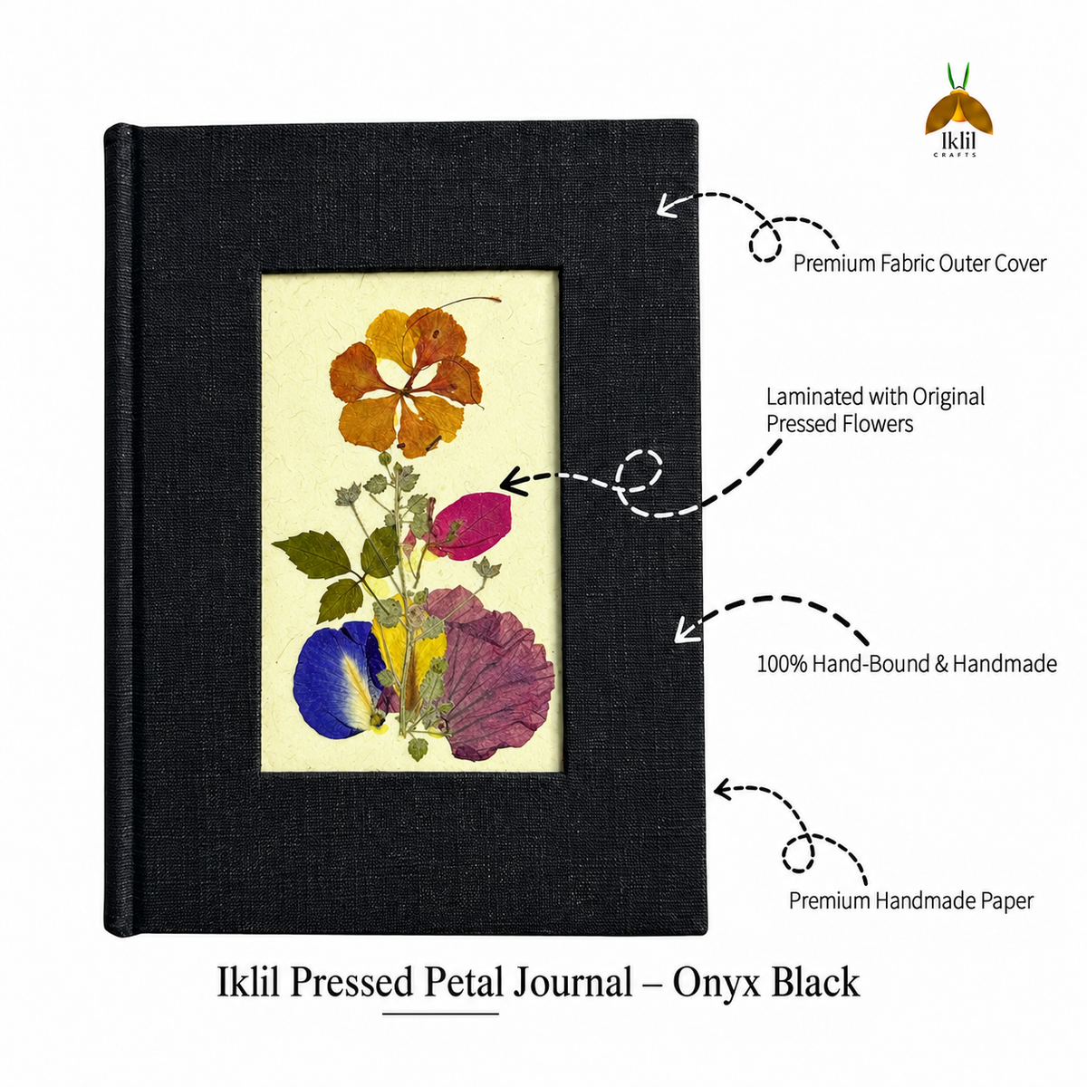 Iklil Pressed Petal Journal – Onyx Black