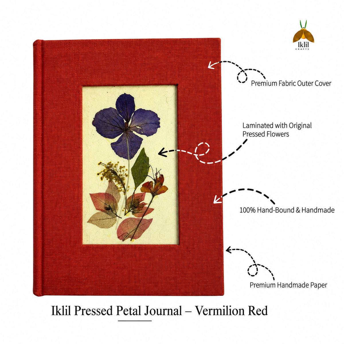 Iklil Pressed Petal Journal – Vermilion Red