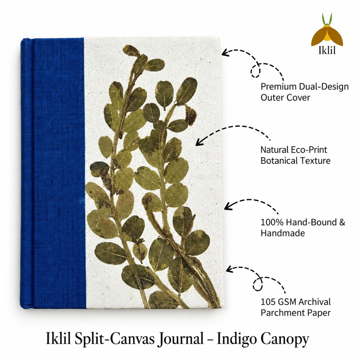 Iklil Split-Canvas Journal – Indigo Canopy