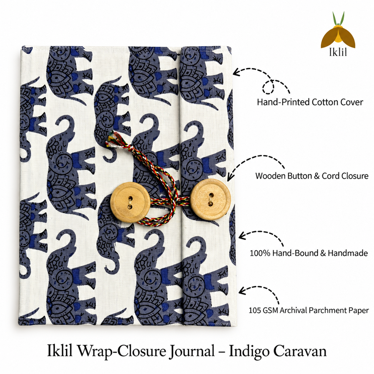 Iklil Wrap-Closure Journal – Indigo Caravan